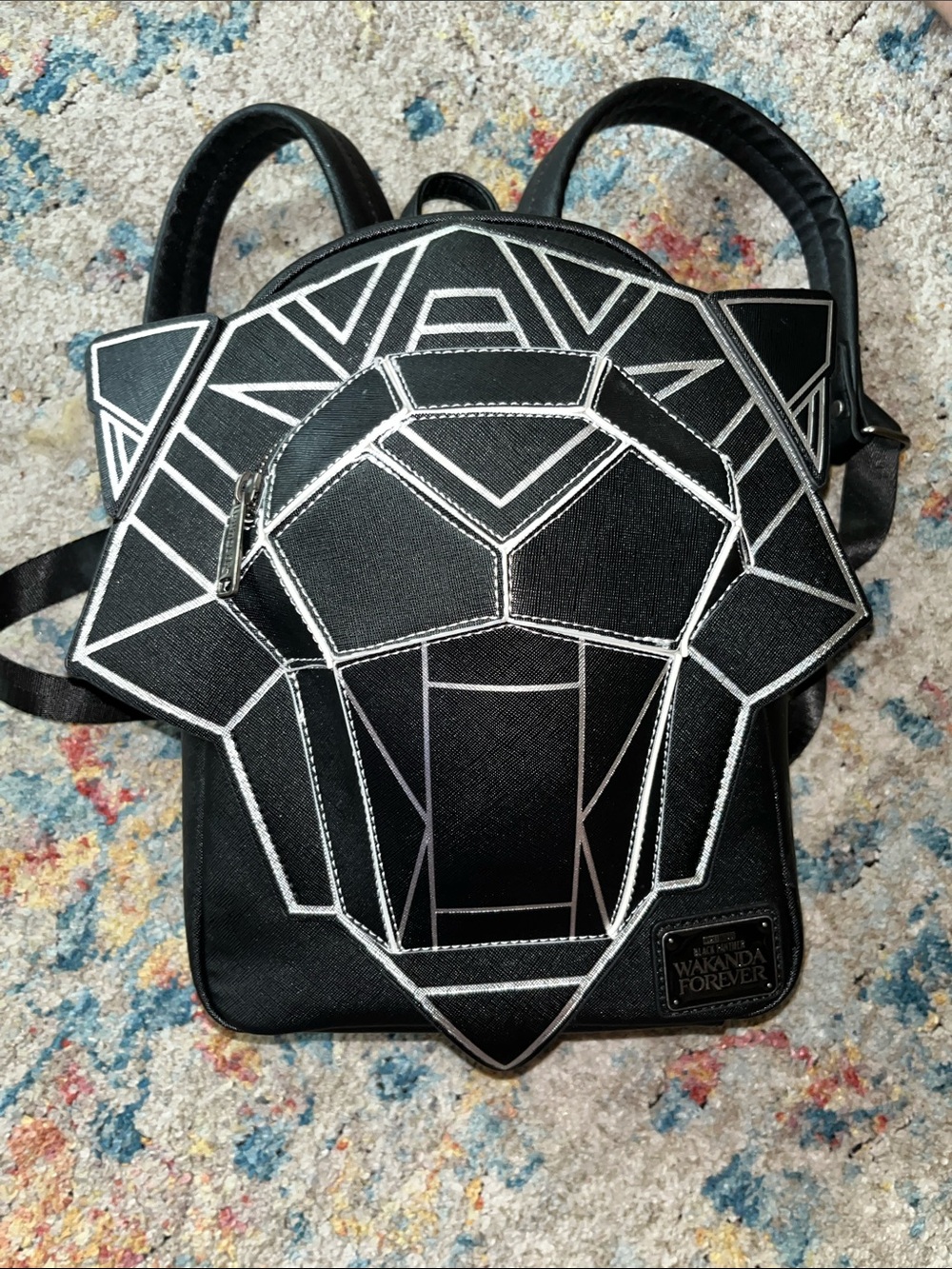 Loungefly Black Panther Geometric Mini Backpack in Black and White